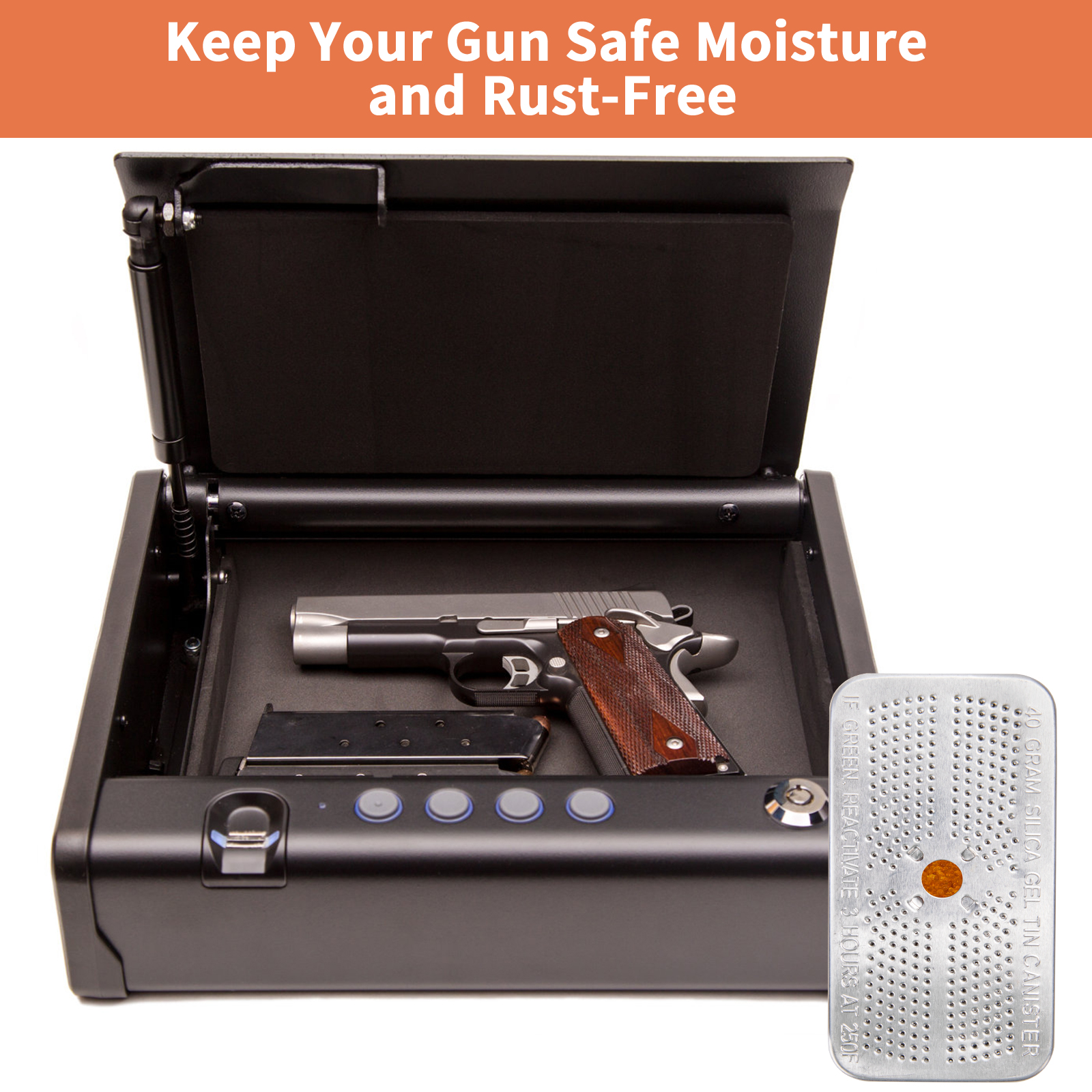 4 Stück 40 Gramm orangefarbenes Silicagel-Trockenmittel für den Haushalt, Luftentfeuchter, wiederverwendbare Aluminiumbox, farbwechselndes Trockenmittel, perfekt für Waffen_voghion.com