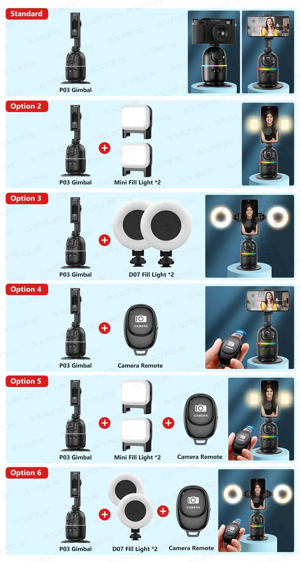 Stabilizers AXNEN P03 Stabilizer Mobile Phone AI 360 Follow Selfie Stand Face Tracking Desktop Gimbal For Cellphone And_voghion.com