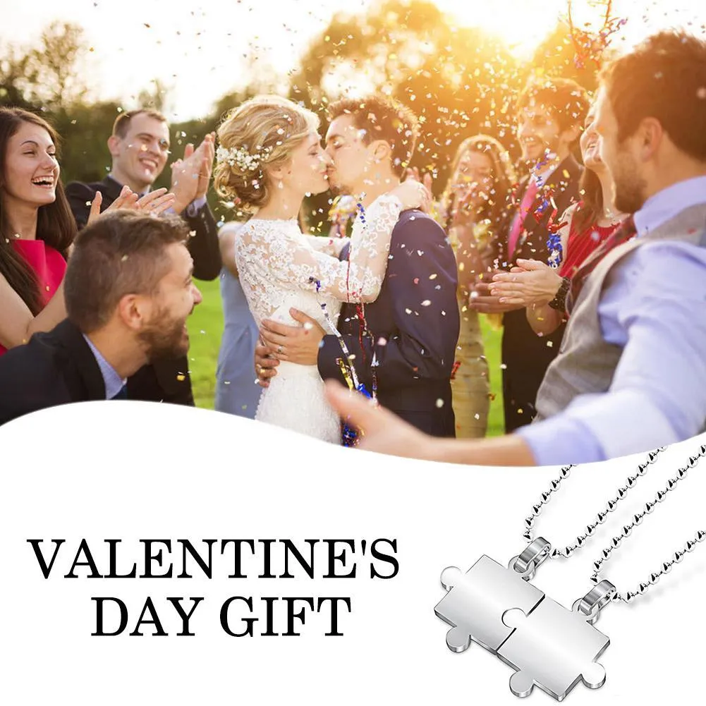 Couple Puzzle Pendant Necklaces Steel Chains For Couples Jewelry_voghion.com