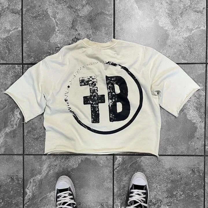 T-shirt court surdimensionné pour homme, style hip-hop, punk, Y2k, avec lettres imprimées, dessin animé drôle, style gothique, rétro_voghion.com