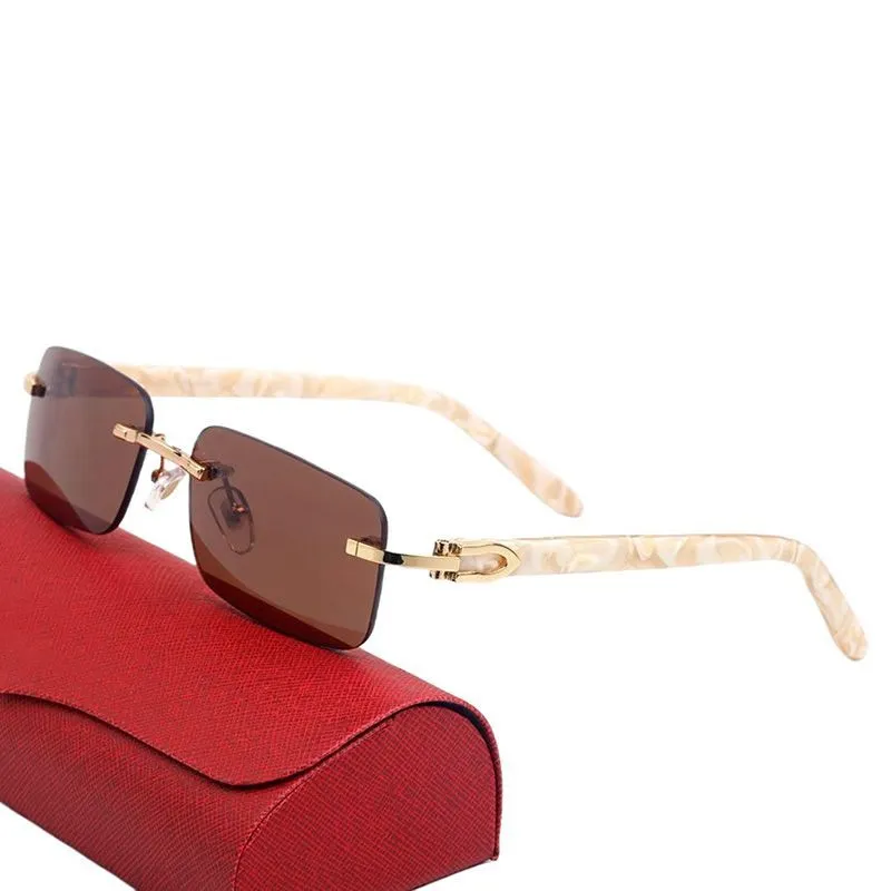buffalo horn sunglasses for women cart glasses cartHead Metal Rimless Optical Frame Classic Rectangle Square gold sunsh_voghion.com