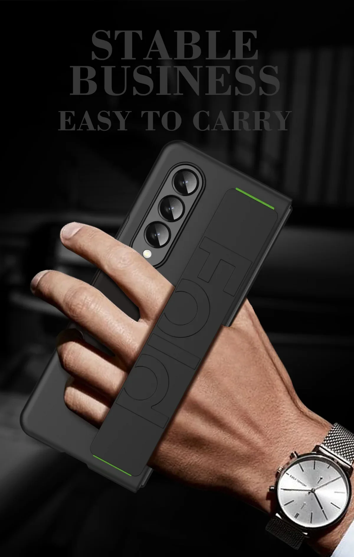 For Samsung Galaxy Z Fold5 5 4 3 2 5G Case High Strong Quality Silicone Grip Handle Fold Protector Cover_voghion.com