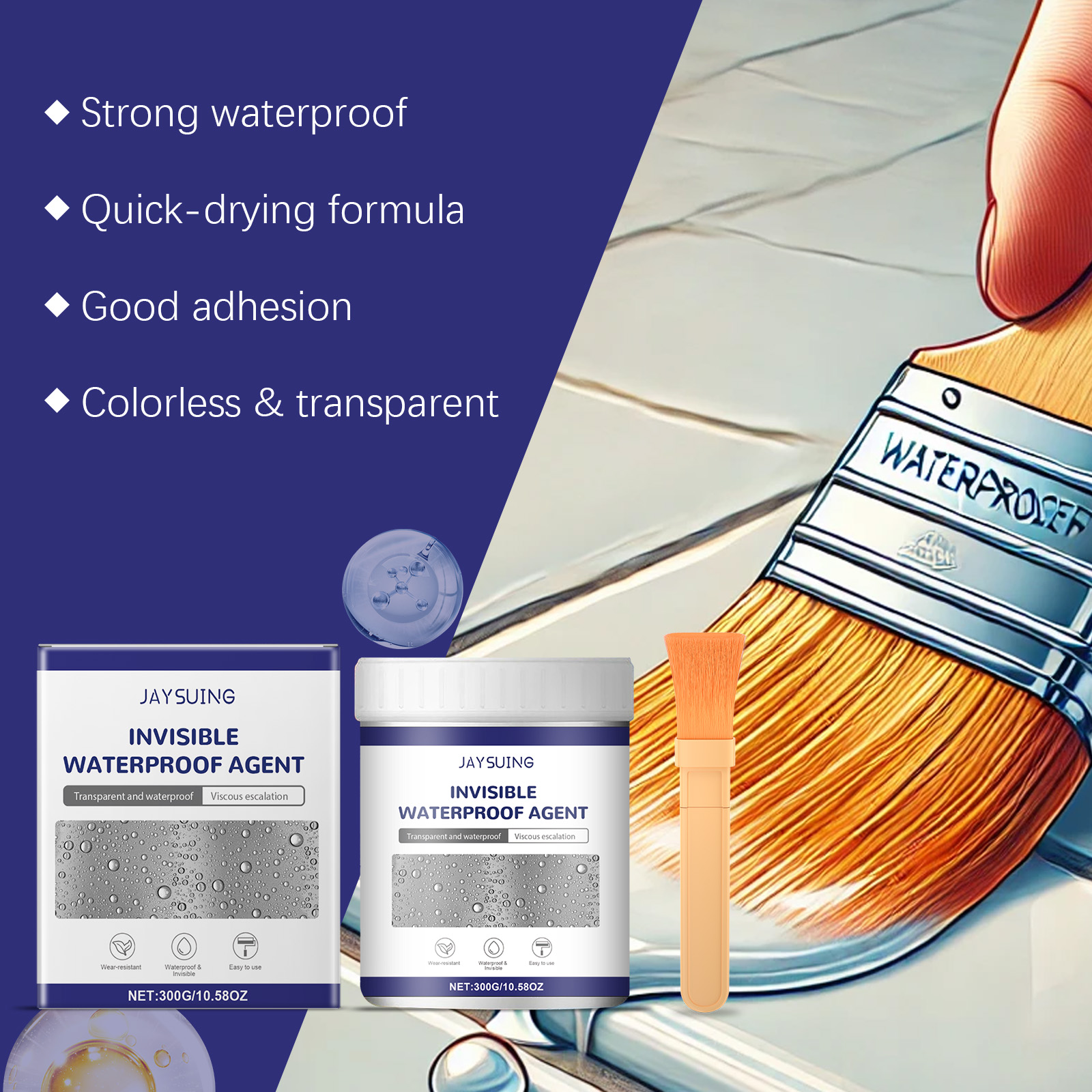Jaysuing Transparent Waterproof Rubber Tile Wall Penetration Seal Leakproof Wear-Resistant Household Decoration Waterproof Paint_voghion.com