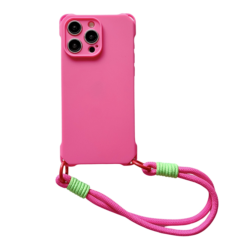 Candy Color Lanyard Strap Phone Case For iPhone 15 14 13 12 11 Pro Max Plus X XS XR Silicone Soft TPU Back Cover_voghion.com