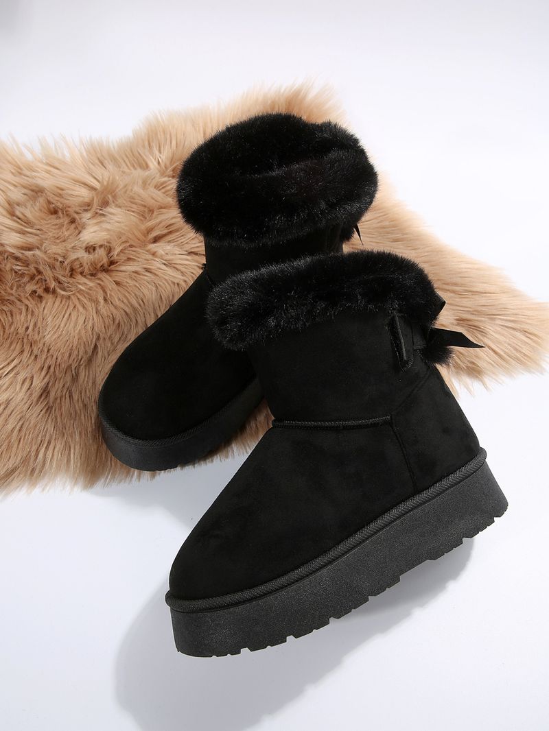 Foreign trade cross border winter new snow women's bottom bow leisure plus veet thick warm non slip cotton boots_voghion.com