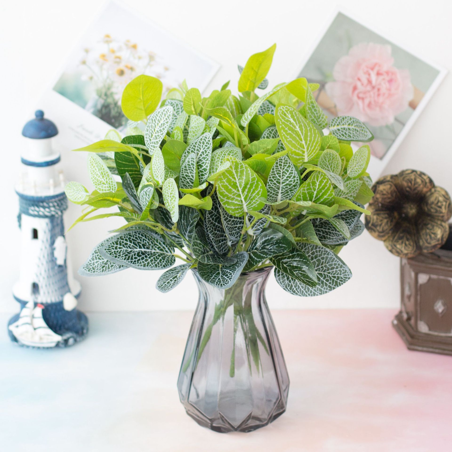 Materiali per pareti vegetali Ingegneria delle foglie verdi Foglie posteriori di tartaruga a 7 forcelle Fiori di simulazione Piantagione da interno_voghion.com
