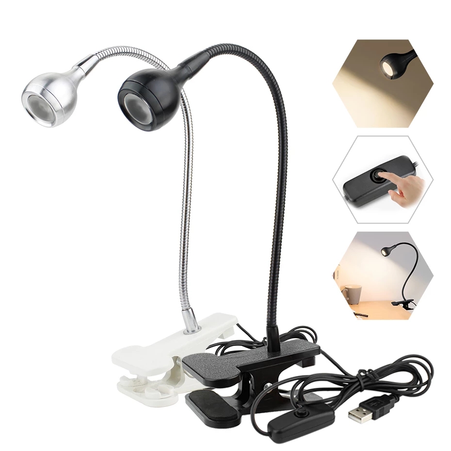USB Power Supply Desk Lamp with Clip Holder Rechargeable USB Led Table Lamp Flexible Foldable Eye Protection Reading Book Lights_voghion.com