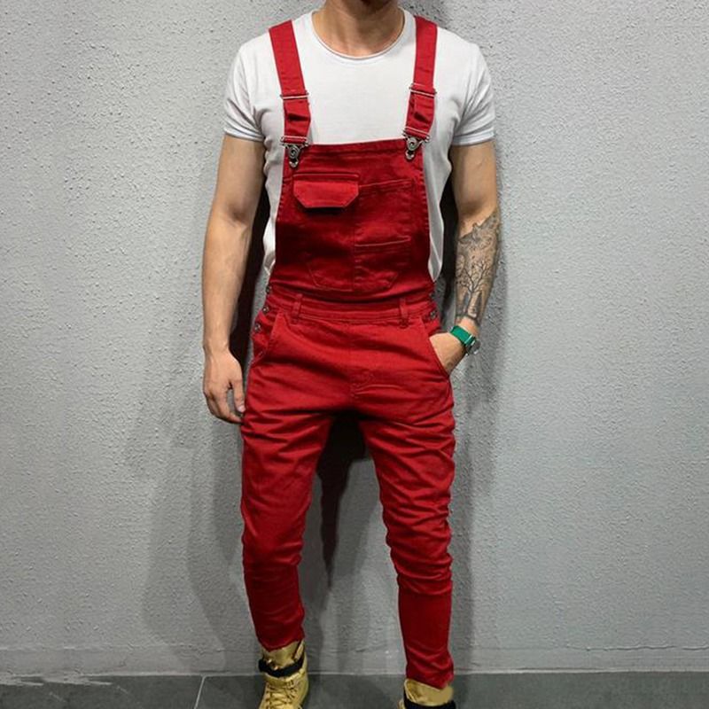 Jeans Denim Latzhose Latzhose Overalls Herren Jumpsuits Cargo Arbeitshose Übergröße Herren Casual Moto Biker Hose_voghion.com
