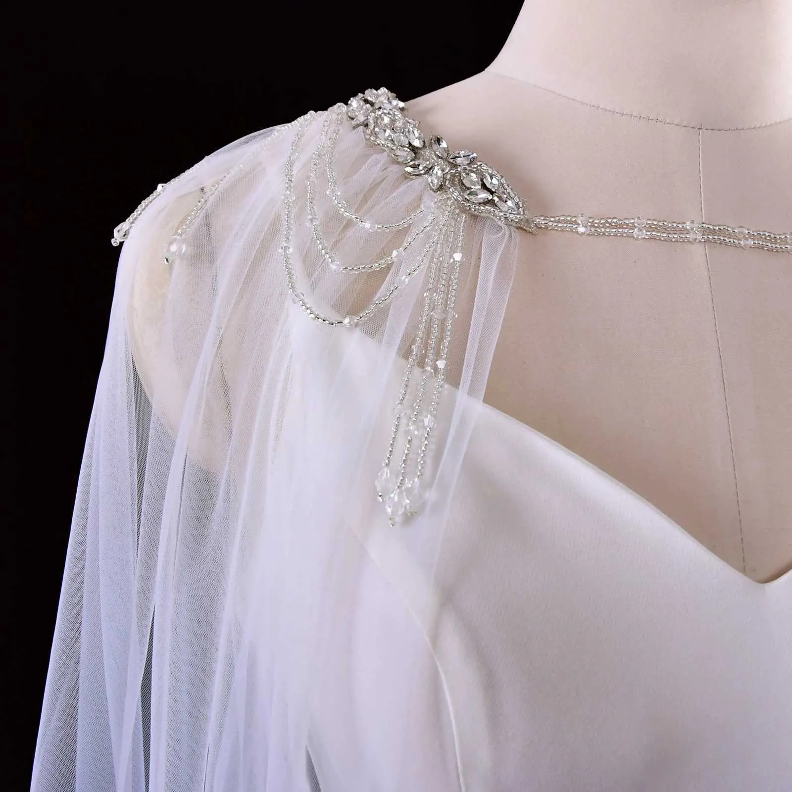 Hårsmycken Dam VG83 Lång Katedralbrudmantel Slöja Bröllopsaccessoarer för Brud Bolero Sjal Mjuk Kväll_voghion.com
