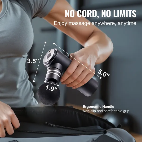 VEVOR Massage Gun Deep Tissue, Percussion Mini Muscle Massage Gun For Athletes - With 4 Speed Levels & 4 Massage Heads, 12V 2500mAh Batteries, H_voghion.com