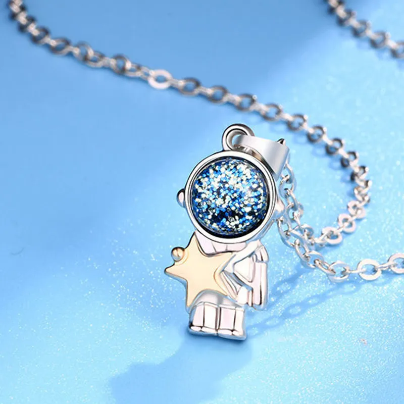 Anhänger Halsketten Paar Paar Halskette Astronaut Mondform Schmuck Geschenk für Liebhaber Gut aussehender LoverPendant_voghion.com