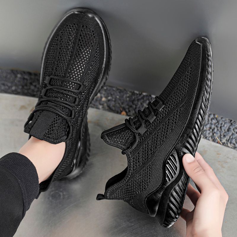 Shoes men autumn summer new flying woven breathable lightweight men's casual mesh shoes_voghion.com