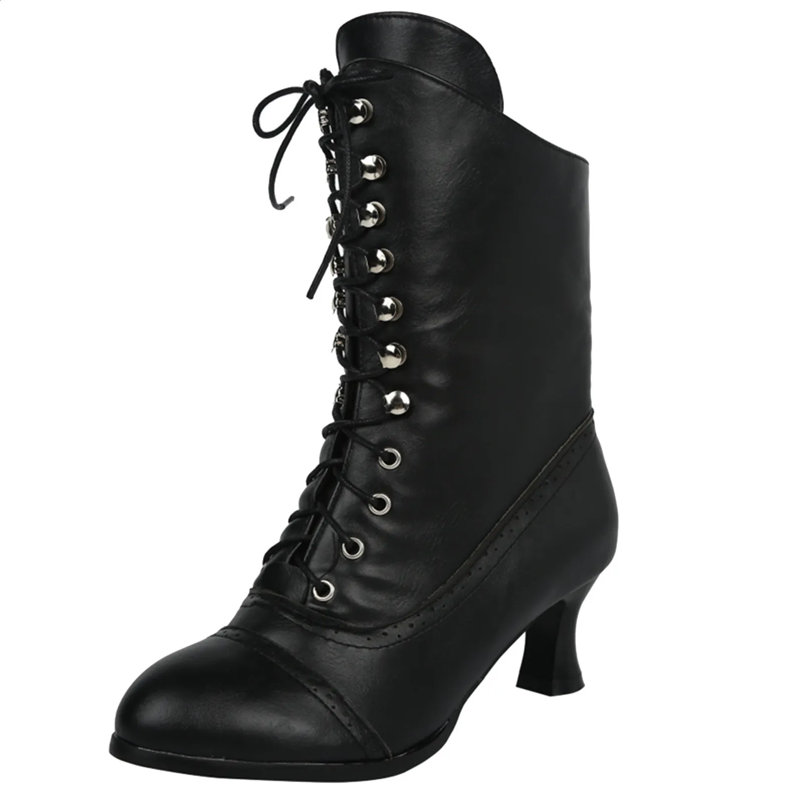 Primavera Inverno Donna Décolleté Qualità Lacci Europei Signore Pu Tacchi Alti Stivali Scarpe Donna Stivaletti 240830_voghion.com