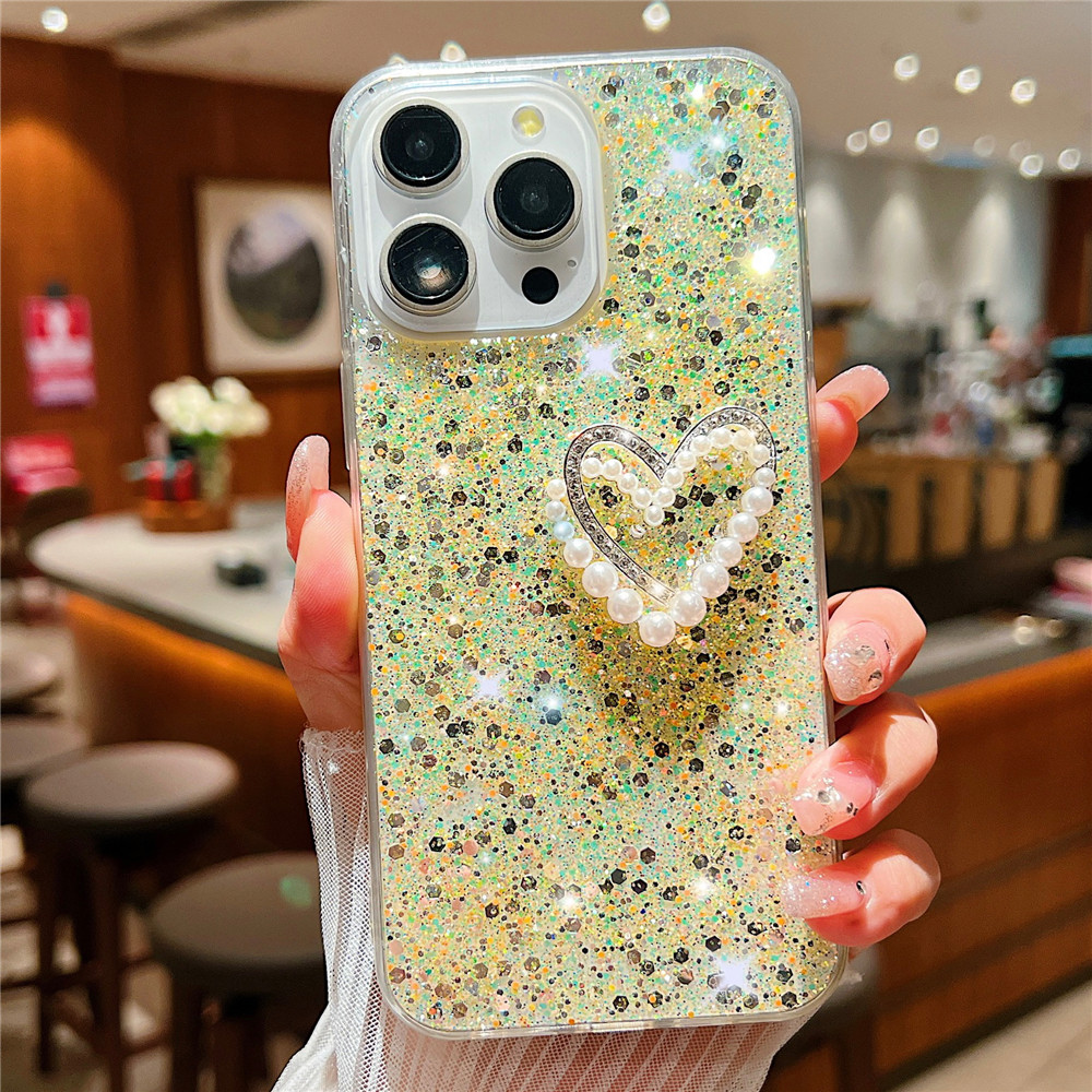 Perle Diamant Herz Telefon Fall Für Xiaomi Redmi Hinweis 13 Pro + Plus 5G 4G 13C POCO C65 X6 M6 Pro Glitt Weiche Silikon_voghion.com