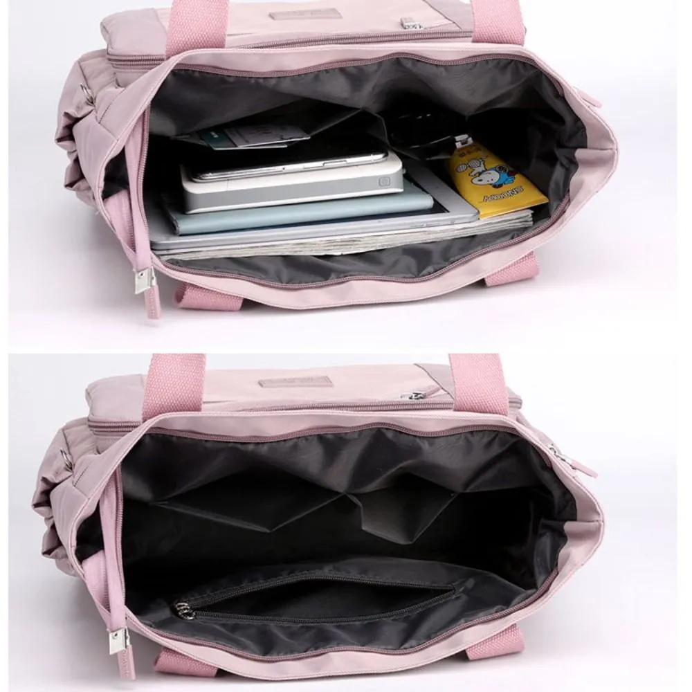 Borsa a tracolla in nylon impermeabile da donna, grande capacità, alla moda, con manici, borsa da viaggio e borsetta_voghion.com