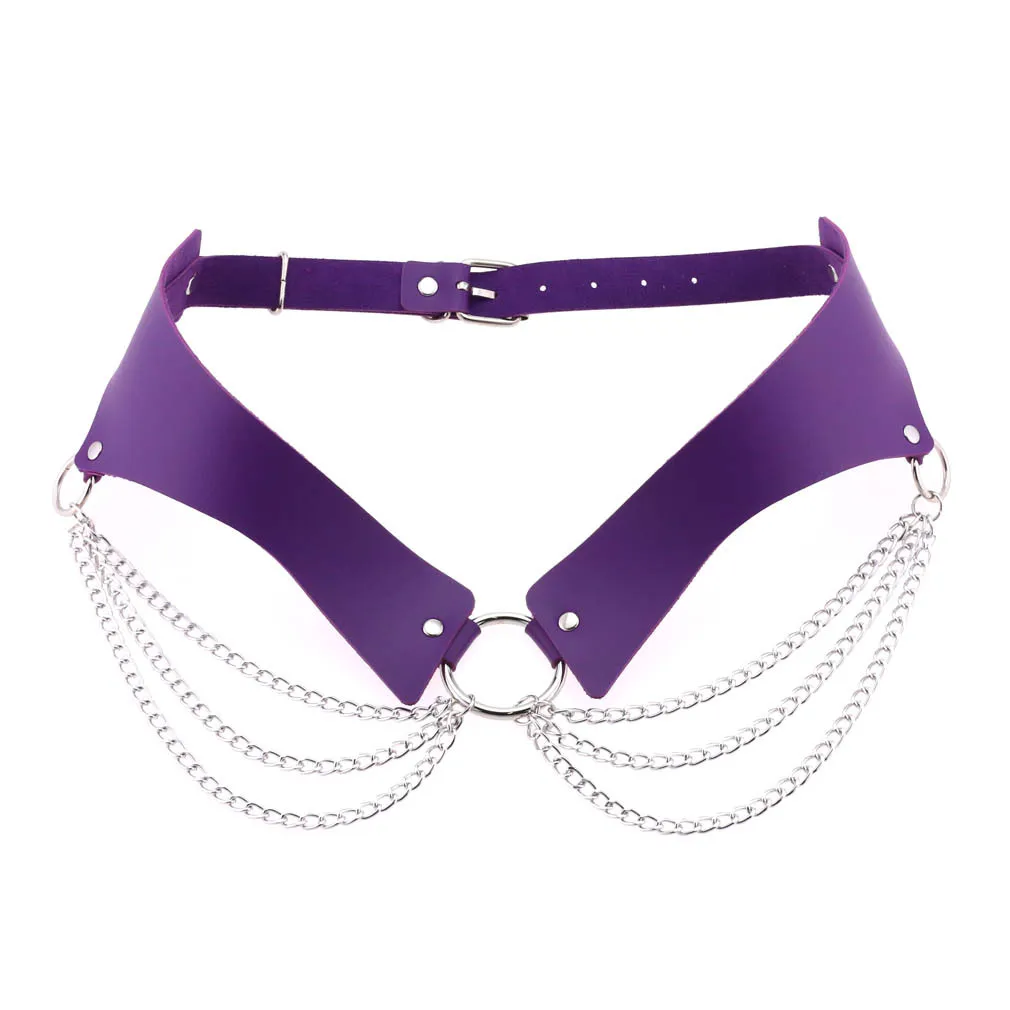 Cinto de corrente em pele pu para mulher estilo gótico punk_voghion.com