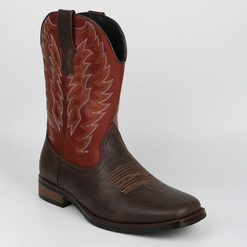 Herren Western Cowboystiefel im Retro-Stil mit gebratenem Straßenritter-Stil_voghion.com
