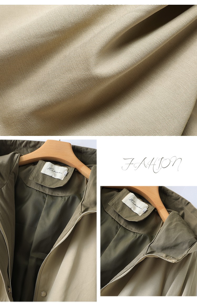 Women's autumn new casual contrasting color waist drawstring back embroidered coat 6636_voghion.com