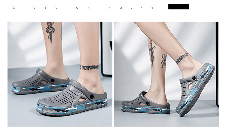 0916 Summer Beach Hole Fashion Trend Two Wear Men's Sandals Camo Shoes_voghion.com
