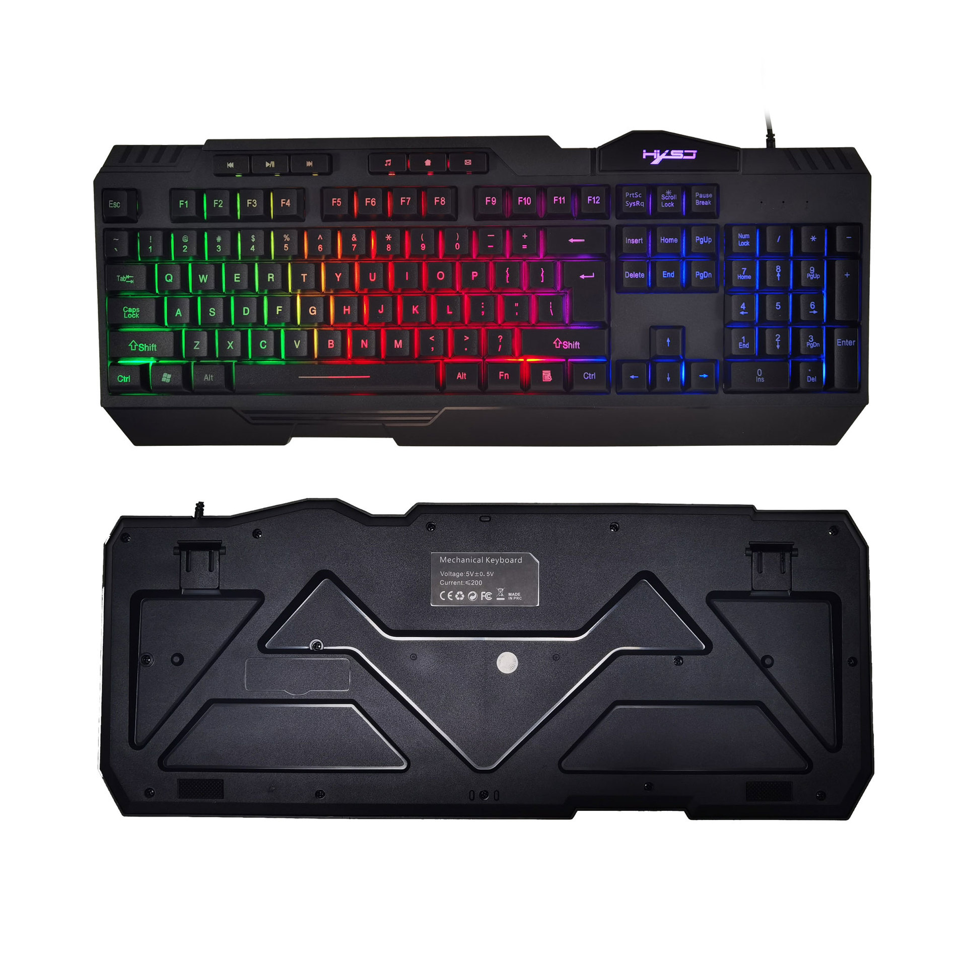 New L700 English 109 Key Thin Film Game Keyboard with Three Backlight Modes Rainbow Mixing_voghion.com
