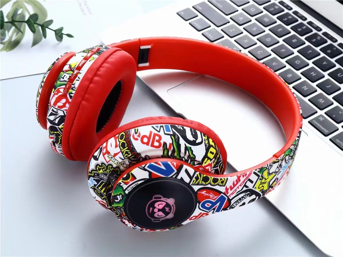Cuffie auricolari Bluetooth XX-1102 Graffiti economiche Cuffie over-ear Cuffie da gioco per PC wireless_voghion.com