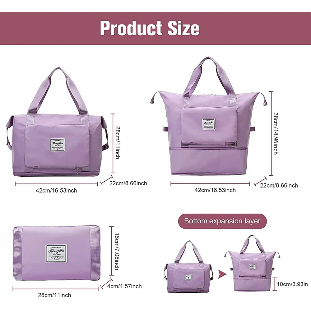Shoulder Travel Bag Lage Organizer Large Capacity Foldable Duffle Handbags Women Training Gym Yoga Camping Daily Storage_voghion.com