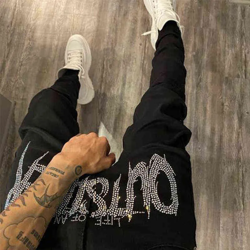 Nouveau jean noir pour homme, jogging rétro, taille haute, design skinny, troué, chaud, drilg, extensible, petits pieds, pantalon en denim délavé_voghion.com