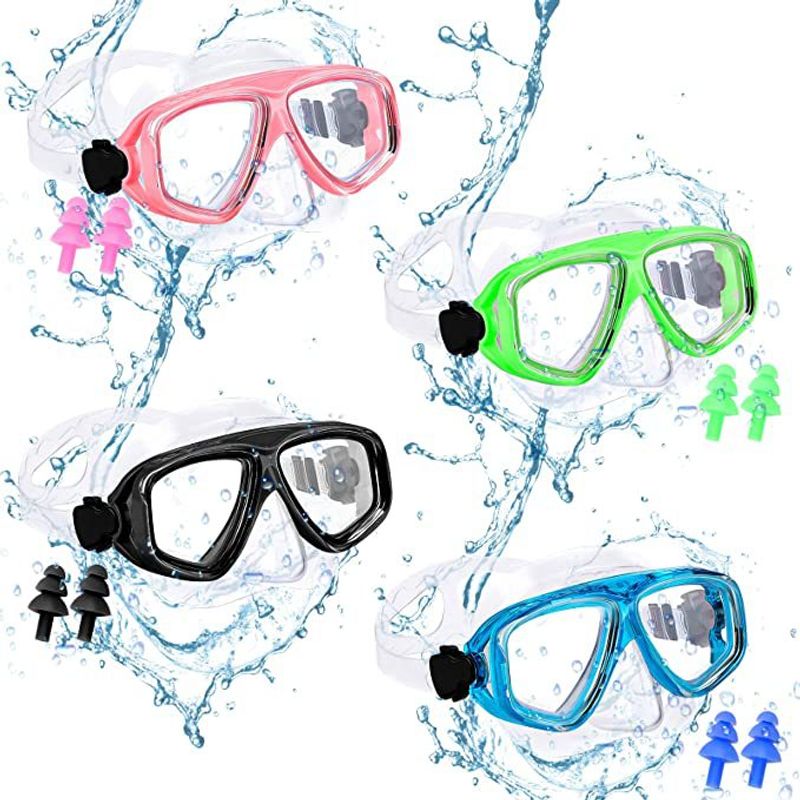 Schnorchel fir Erwuessener a Kanner, zwee Sätz vun High-Definition Anti-Niwwel Tauchen, Nuesklammer Ouerrostëpsen, Professionell Schwammbrëll_voghion.com