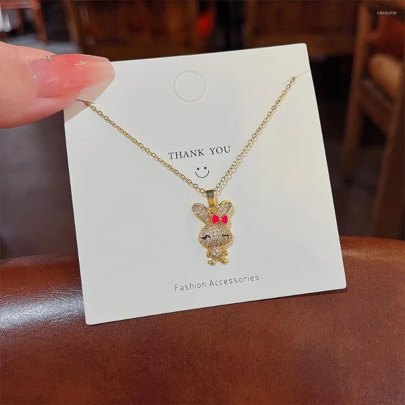 Collares colgantes, collar con dijes micro pavimentados, joyería de acero inoxidable para mujer, exquisita gargantilla de circonita roja, regalos de cumpleaños_voghion.com