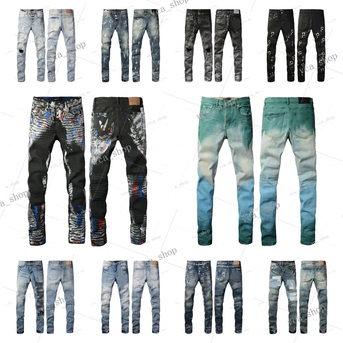 for Mens Fashion Mens Designer Splicing Jeans Ripped Denim Pants Hip Hop Distressed Men Women Trousers Black Jeans 088_mkmklike.com