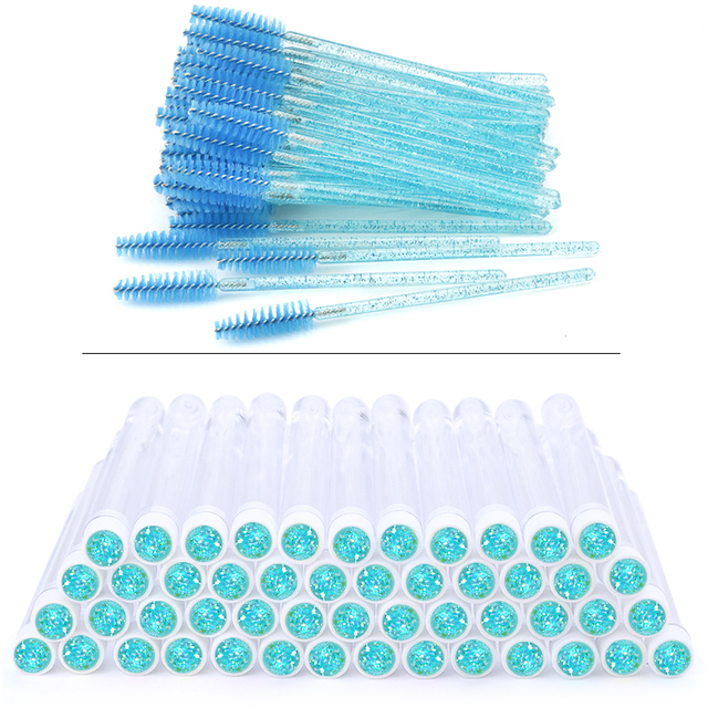 100 Stück Diamant-Augenbrauenbürsten-Tube, Einweg-Wimpernbürste, wiederverwendbare Wimpernbürste aus Kristall, austauschbare, staubdichte Make-up-Sets_voghion.com