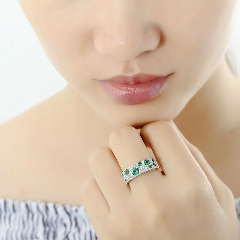 Santuzza für Frauen authentische 100% Sterling Silber schimmernde grüne CZ Ohrringe Ring Set Modeschmuck CX200623_voghion.com