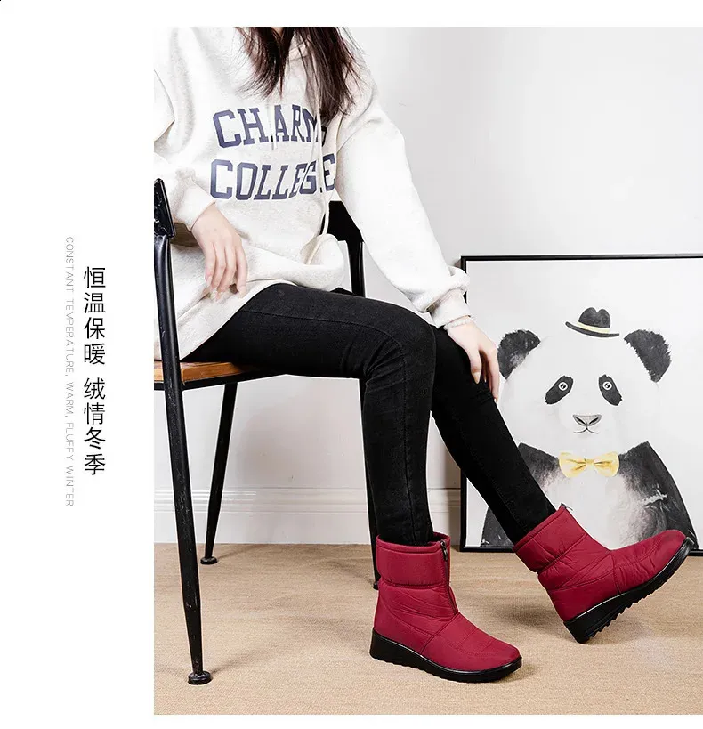 Platform Waterproof Snow Women Winter Thick Plush Ankle Boots Woman Non Slip Warm Cotton Padded Shoes Ladies 240820_voghion.com