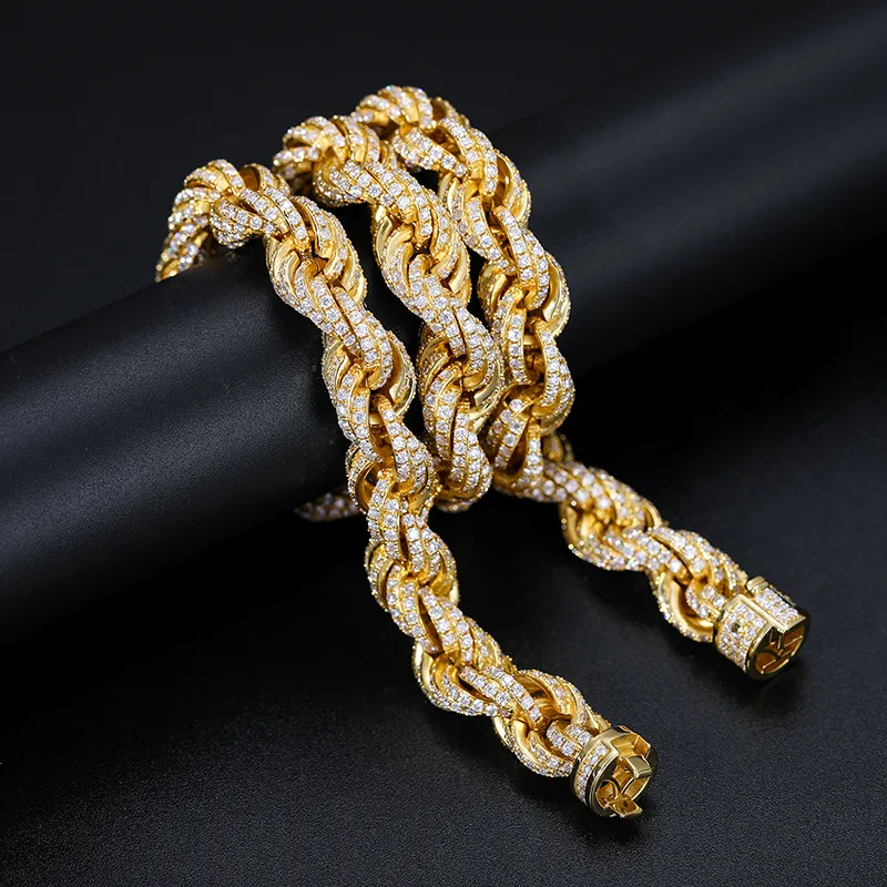 Dropshipping Pass Diamond Tester Iced Out Moissanite Rope Chain Lab Gemstone Twist Κολιέ Sterling Sier για Άνδρες Hiphop_voghion.com