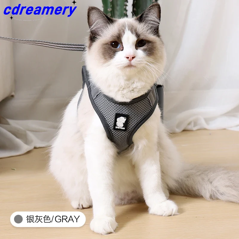 Arnés para gatos, correa de malla suave, transpirable, reflectante, ajustable, para pasear perros y gatitos, accesorios para gatos._voghion.com