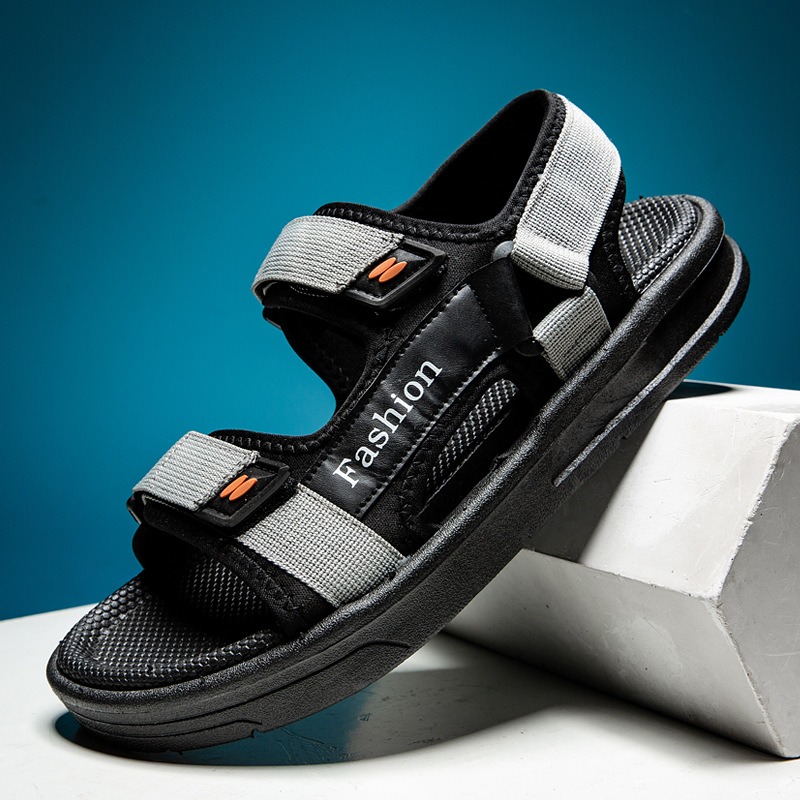 Summer New Korean Casual Velcro Sandals In Large Size, Fashionable Versatile Beach S, Comfortable And Trendy Men’s