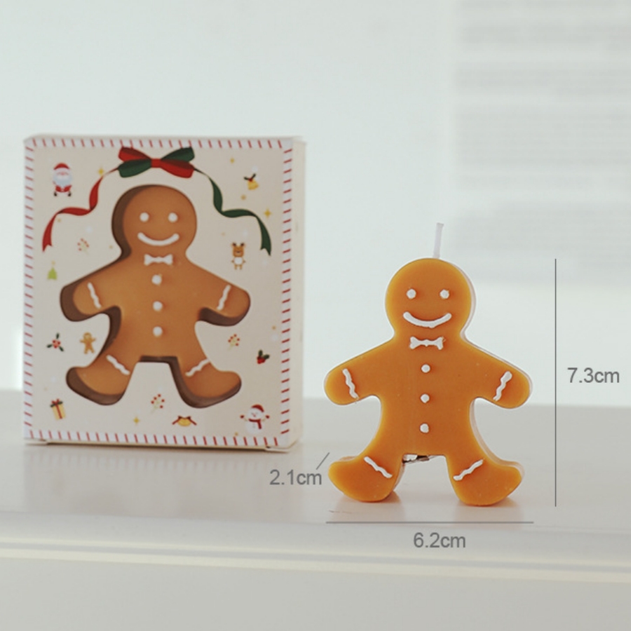1 bougie aromatique en forme de bonhomme en pain d'épices de Noël (saveur café et lait), décoration et cadeau de bougie de Noël_voghion.com
