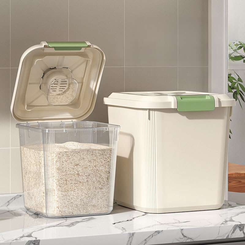 30 Household Bucket Insect And Moisture Resistant Kitchen, Sealed With Wheels, Food Grade 50 Pound Rice Flour Storage_voghion.com