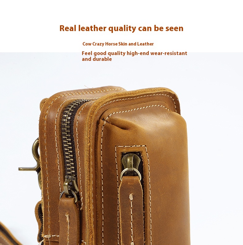 Crazy Horse ādas retro plecu soma, jauna jostas soma, vīriešu apģērba jostas mini soma, tīras govs ādas telefona soma, īstas ādas moderna soma_voghion.com