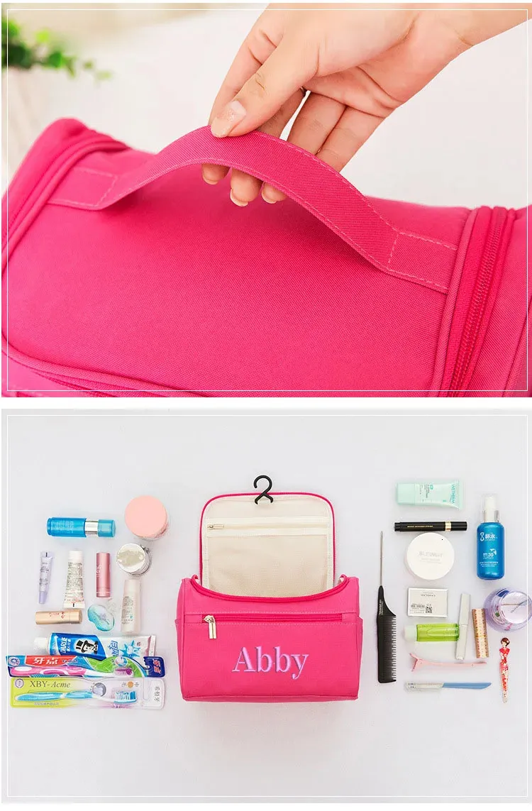 Personalized Large Capacity Cosmetic Bag Custom Embroidered Travel_voghion.com