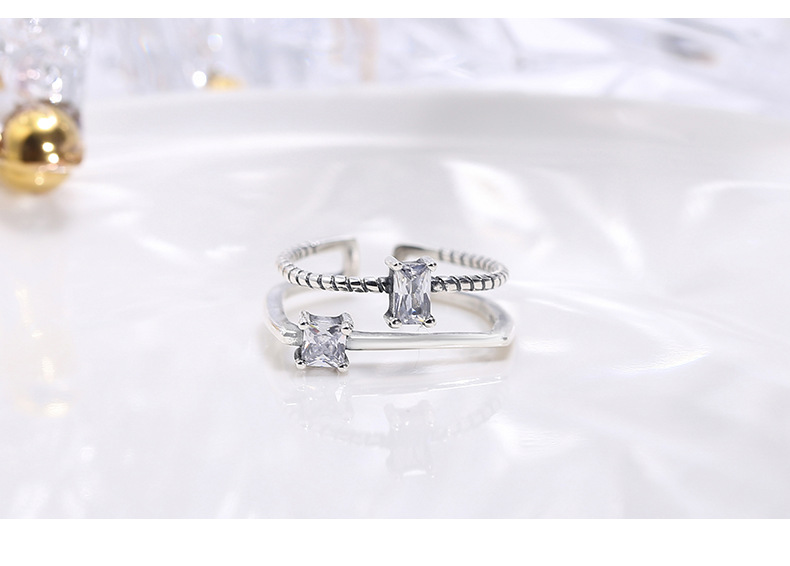 Special price Wanying Thai double-layer zirconium ring S pure silver irregular jewelry_voghion.com