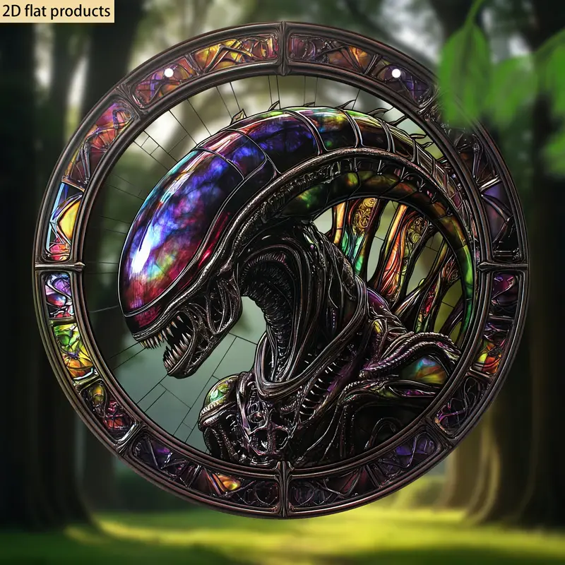 Alien Suncatcher - 8" Round Acrylic Decor. Whimsical Spring/summer Wall Art For Window, Porch Or As A Housewarming Gift._voghion.com
