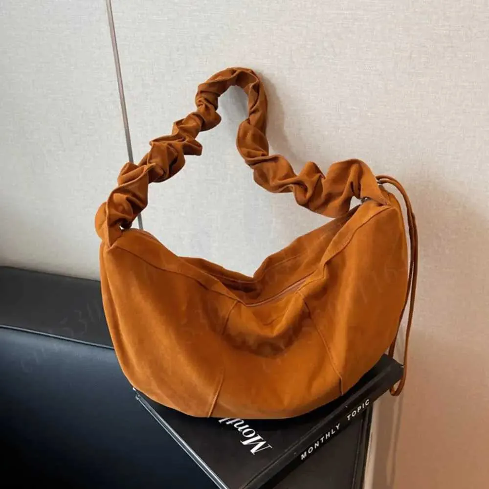 Borsa a mano piccola Hobo Tote multitasche in pelle scamosciata da donna con tracolla regolabile, borsa a mezzaluna, mini pochette a tracolla_voghion.com