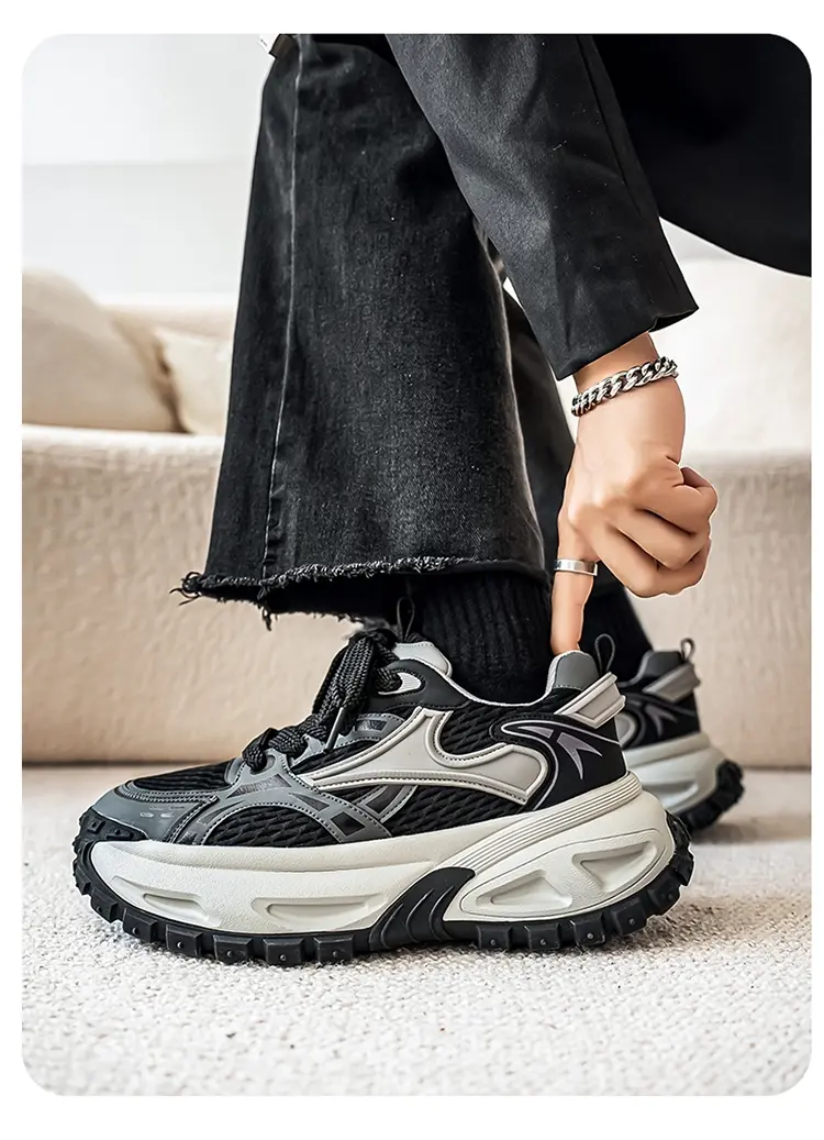 Chaussures de sport antidérapantes pour hommes, chaussures décontractées à plateforme rehaussante, chaussures tendance pour papa_voghion.com