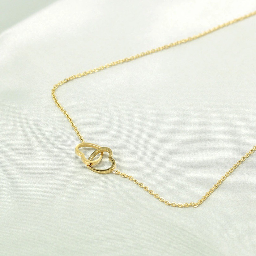 Love Double Ring Necklace Female Instagram Collar Chain Harajuku Style Simple to Heart Matching Pendant Neckchain Trendy_voghion.com
