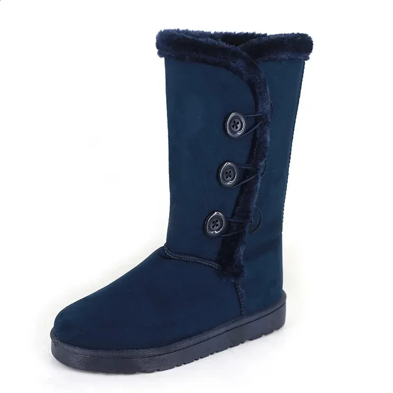 Button Snow Boots For Women Warm Winter Flat Wool Shoes_voghion.com