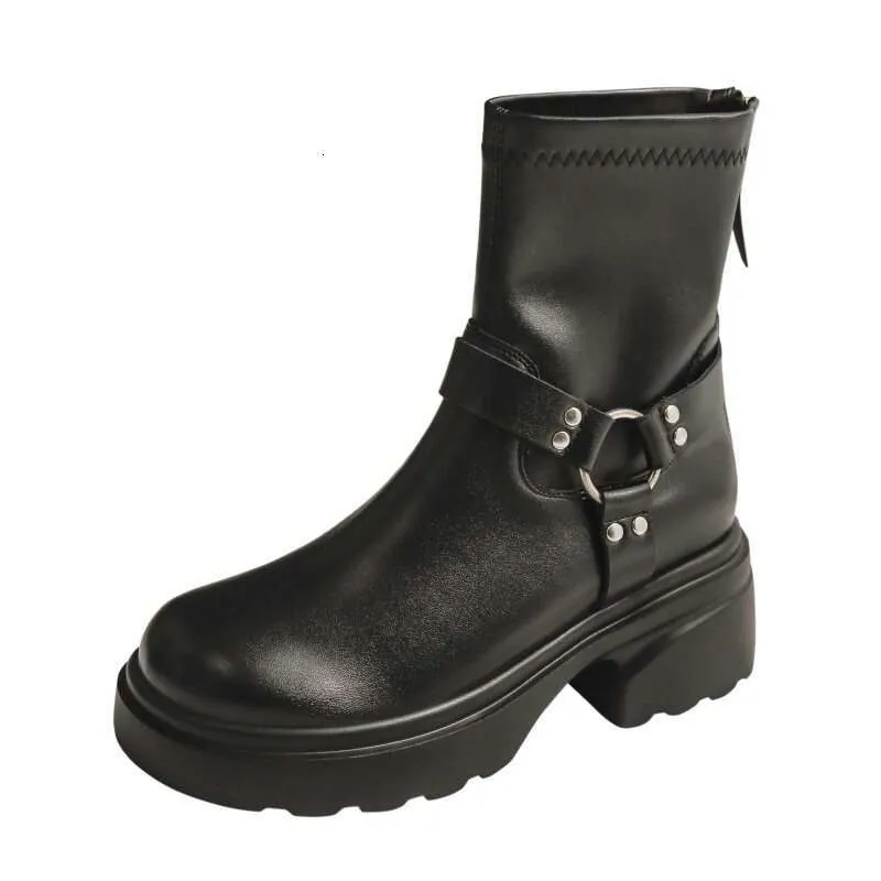 Designer Boot Sheepskin Edition~Maillard With Skirt Knight Black British Style Martin Short Boots For Women Booties 641_voghion.com