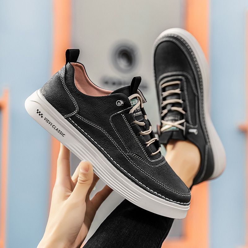 Scarpe da skateboard piccole bianche stagionali alla moda e alla moda in pelle microfibra casual, scarpe da uomo_voghion.com