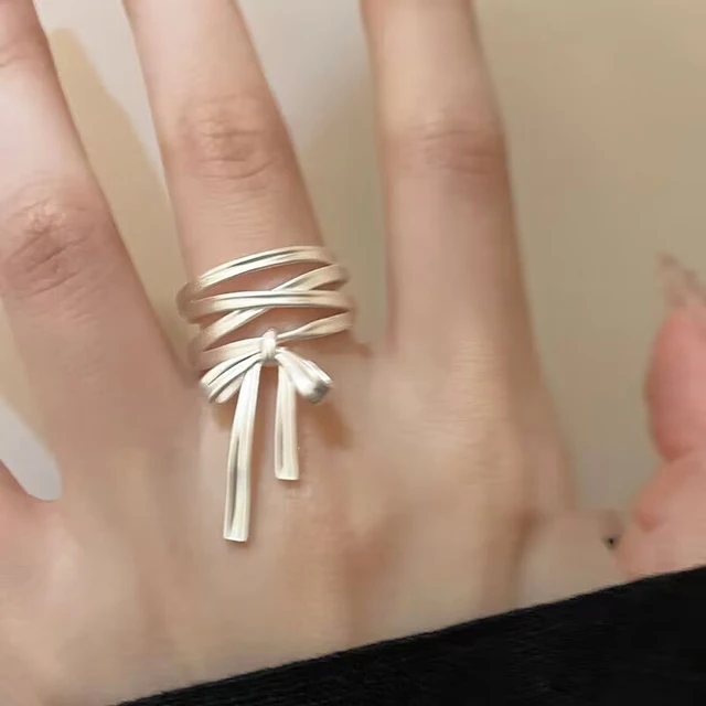 Moda Moda Elegante Balle Fiocco Nastro Anello Per Donne Ragazze Ligh Swee Bowkno Regolabile Anelli Aperti Gioielli Accessori_voghion.com