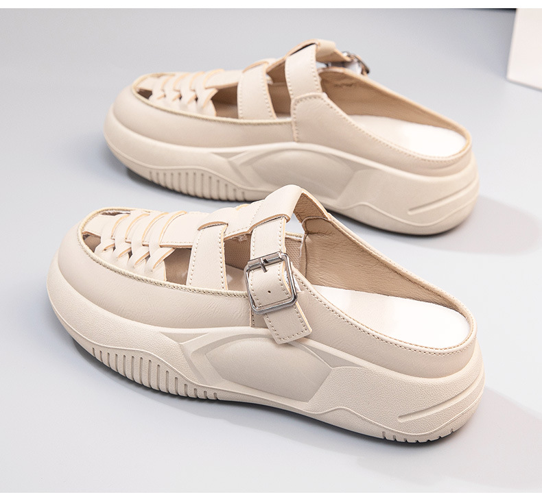 hollow half trailer women's  trend casual breathable thick sole wear-resistant and increased versatile_voghion.com